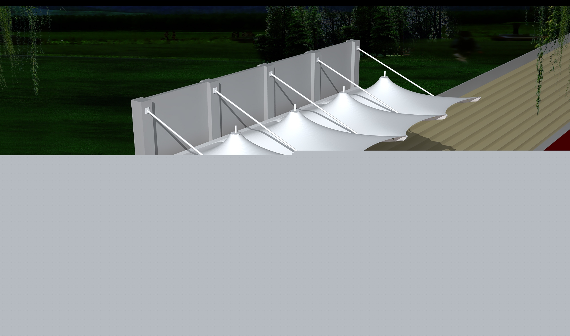 壽陽體育公園膜結(jié)構(gòu)【看臺雨棚】門球場案例